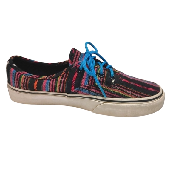 Vans Colorful Striped Classic Low Top Blue Lace Up Sneakers Women's Size 7.5 - Picture 2 of 8